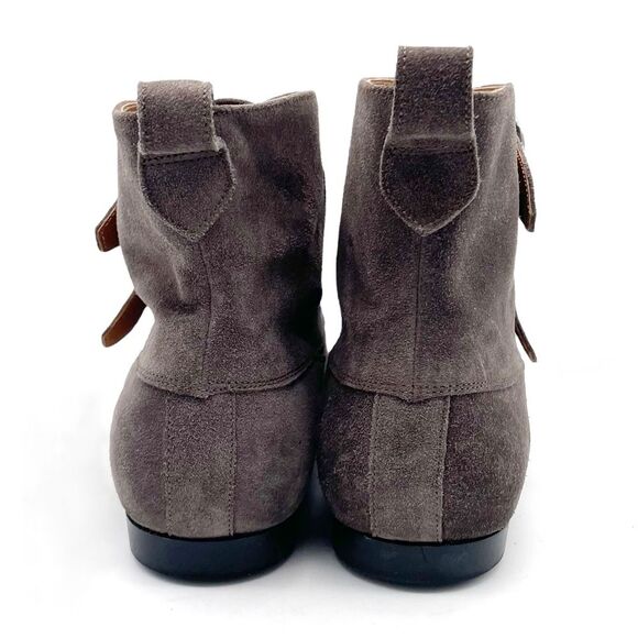 Allsaints Viv Pointed Toe Gray Suede Western Double Strap Bootie Size 40 | US 9 - Picture 6 of 16